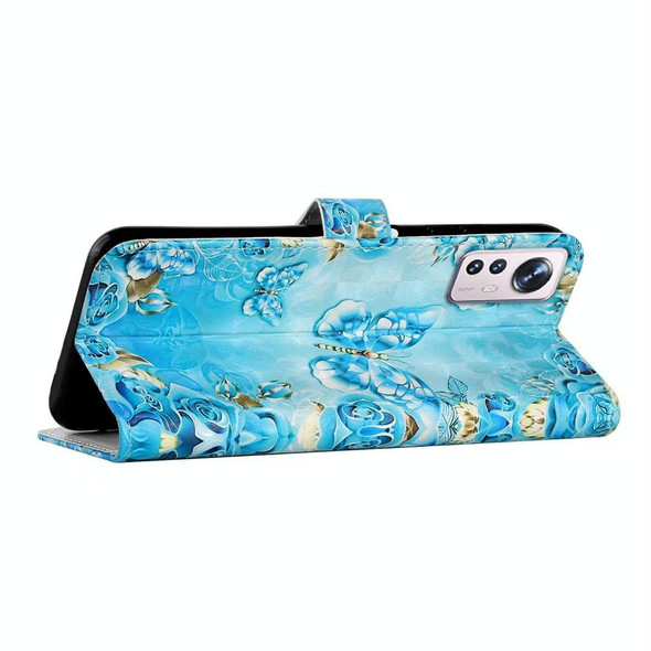 For Xiaomi 12 Pro Oil Embossed 3D Drawing Leather Phone Case(Blue Butterflies)