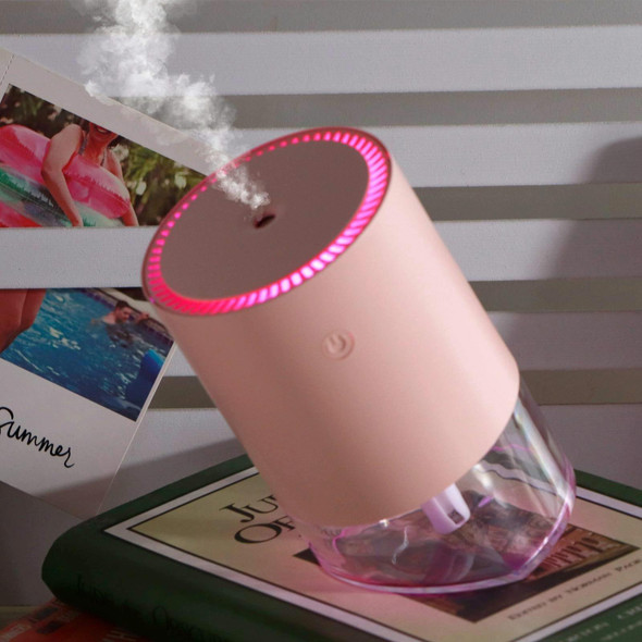 350ml Ultrasonic Air Humidifier Mini Angle Adjustment Car Air Purifier, Spec: 800 mAh Pink