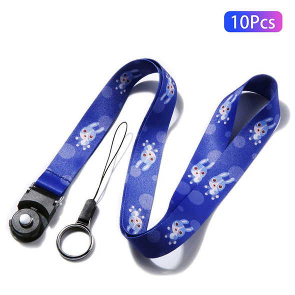 10Pcs / Pack Chinese Zodiac Printed Detachable Finger Ring Rope Rotating Buckle Lanyard Mobile Phone Name Tag Neck Strap 
