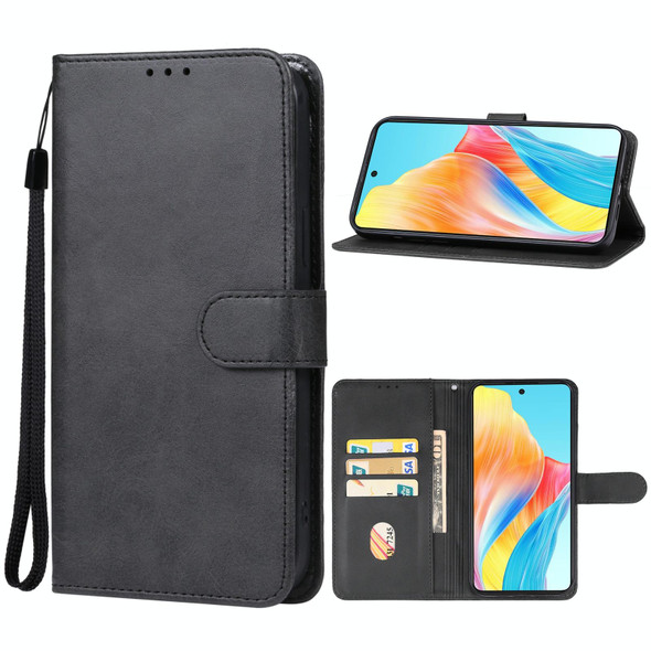 For OPPO A58 4G Leatherette Phone Case(Black)