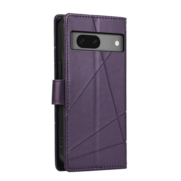 For Google Pixel 7 PU Genuine Leatherette Texture Embossed Line Phone Case(Purple)