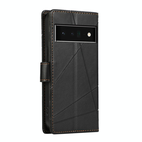 For Google Pixel 6 Pro PU Genuine Leatherette Texture Embossed Line Phone Case(Black)