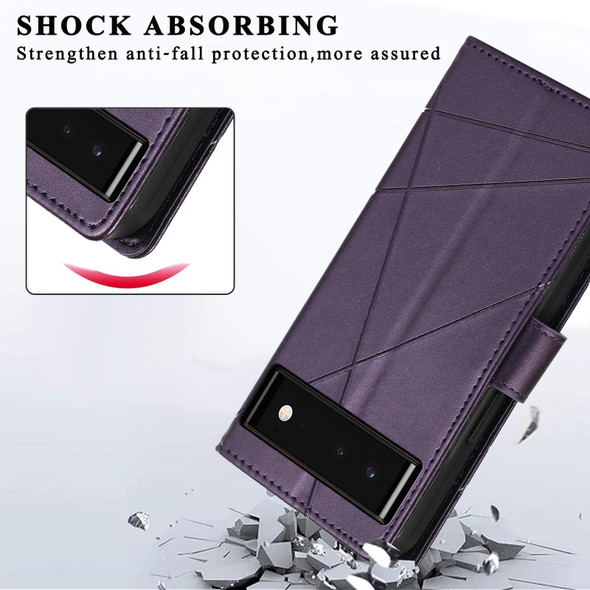 For Google Pixel 6 PU Genuine Leatherette Texture Embossed Line Phone Case(Purple)