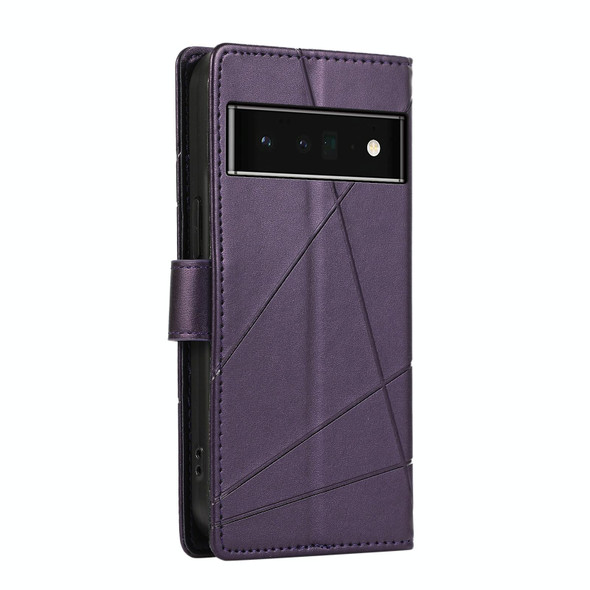 For Google Pixel 6 Pro PU Genuine Leatherette Texture Embossed Line Phone Case(Purple)
