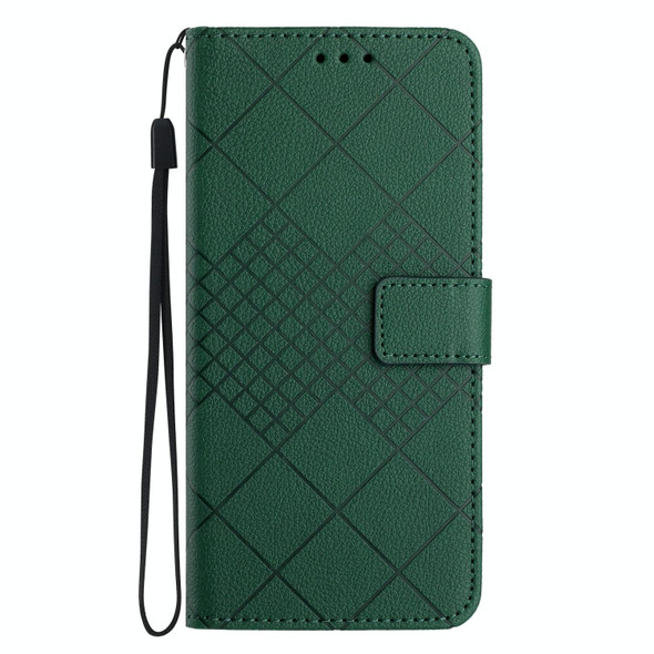 For iPhone 14 Rhombic Grid Texture Leatherette Phone Case(Green)