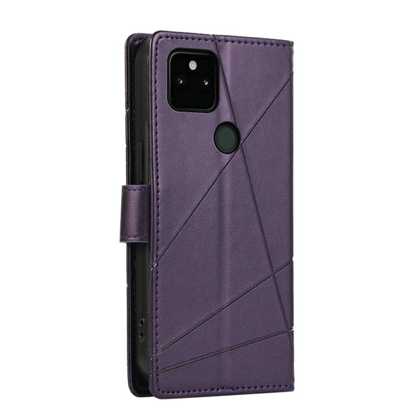 For Google Pixel 5a 5G PU Genuine Leatherette Texture Embossed Line Phone Case(Purple)