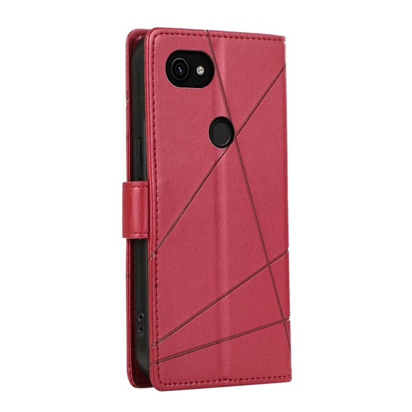 For Google Pixel 3a PU Genuine Leatherette Texture Embossed Line Phone Case(Red)