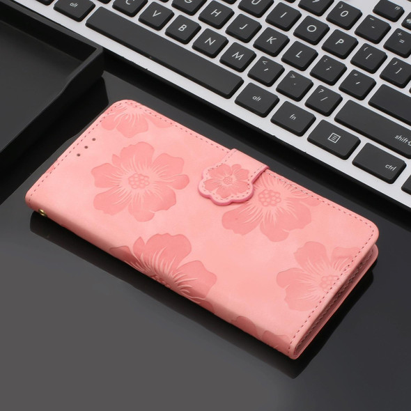 For Samsung Galaxy A05s Flower Embossing Pattern Leatherette Phone Case(Pink)