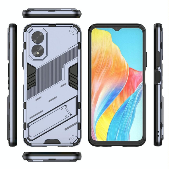 For OPPO A38 4G Global Punk Armor 2 in 1 PC + TPU Phone Case with Holder(Grey)