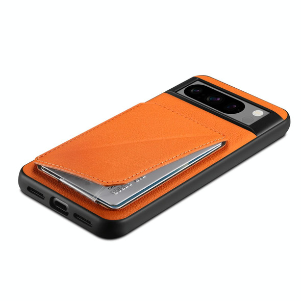 For Google Pixel 8 Pro Denior Calf Texture Holder Electroplating Phone Case(Orange)