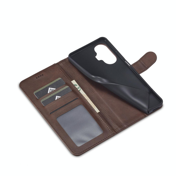 For Realme C55 LC.IMEEKE Calf Texture Horizontal Flip Leatherette Case(Brown)