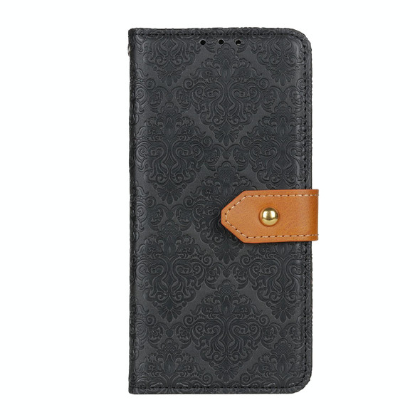 For Xiaomi Redmi 13C European Floral Embossed Leather Phone Case(Black)