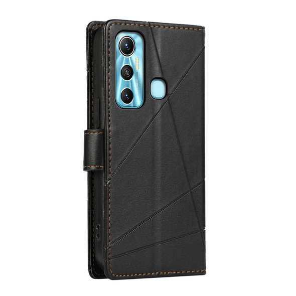 For Infinix Hot 11 PU Genuine Leatherette Texture Embossed Line Phone Case(Black)