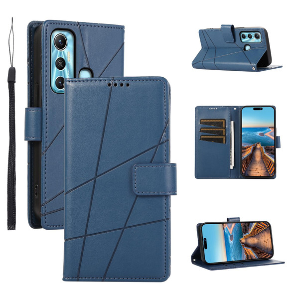 For Infinix Hot 11 PU Genuine Leatherette Texture Embossed Line Phone Case(Blue)