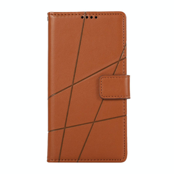 For Infinix Hot 10s PU Genuine Leatherette Texture Embossed Line Phone Case(Brown)