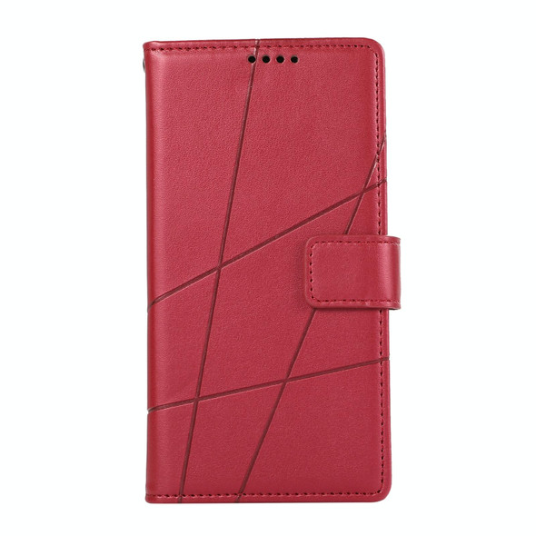 For Infinix Hot 10s PU Genuine Leatherette Texture Embossed Line Phone Case(Red)