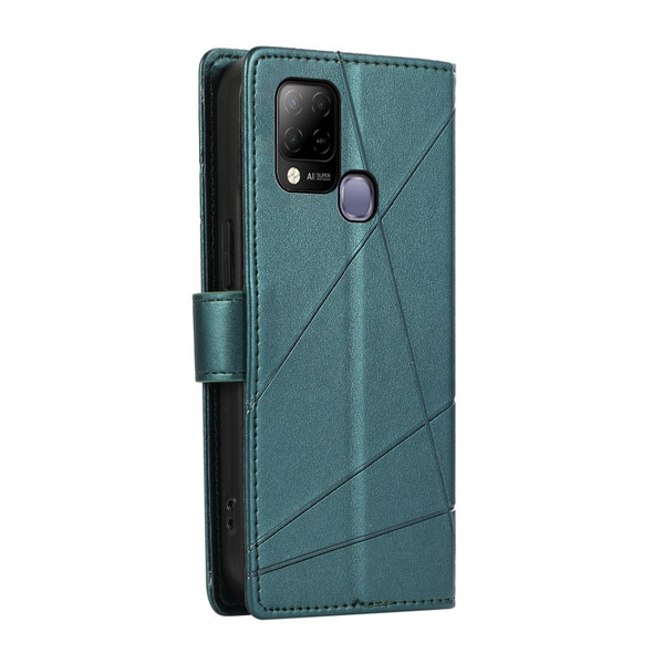 For Infinix Hot 10s PU Genuine Leatherette Texture Embossed Line Phone Case(Green)