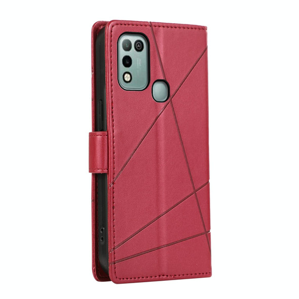 For Infinix Hot 11 Play PU Genuine Leatherette Texture Embossed Line Phone Case(Red)