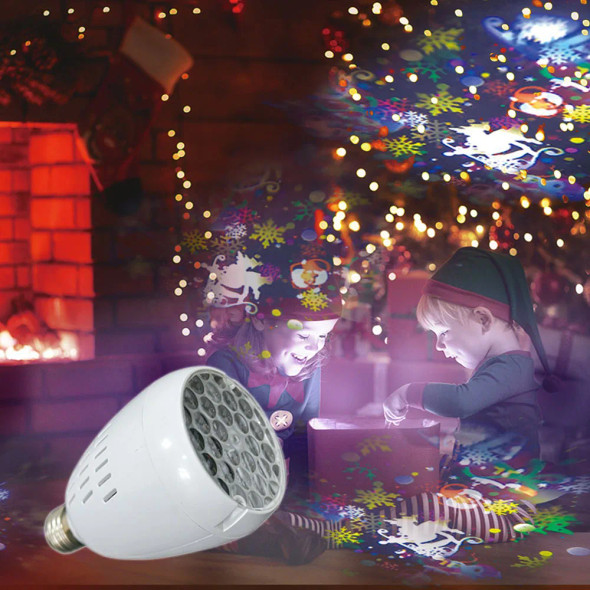 LED RGB Christmas Projector Bulb - 4W E26 Base