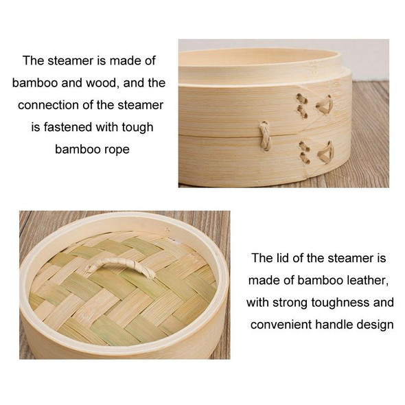 Bamboo Bun Steamer Food Veggie Steamer Basket, Size: 27cm Cover