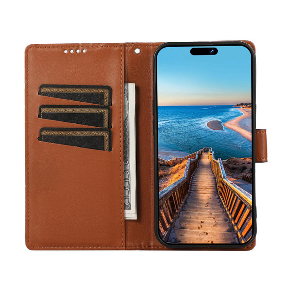 For Nokia X20 PU Genuine Leatherette Texture Embossed Line Phone Case(Brown)