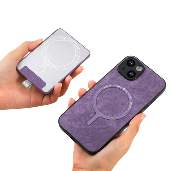For iPhone 12 Pro Retro Splitable Magnetic Card Bag Leatherette Phone Case(Purple)