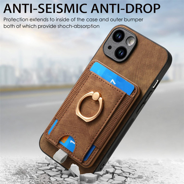 For iPhone 11 Pro  Max Retro Splitable Magnetic Card Bag Leatherette Phone Case(Brown)