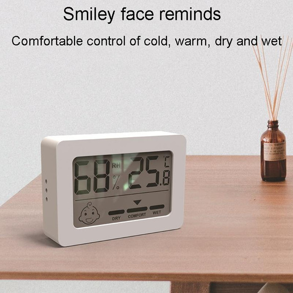 Household Indoor Mini Smiley Electronic Temperature And Humidity Meter With Stand(Black)