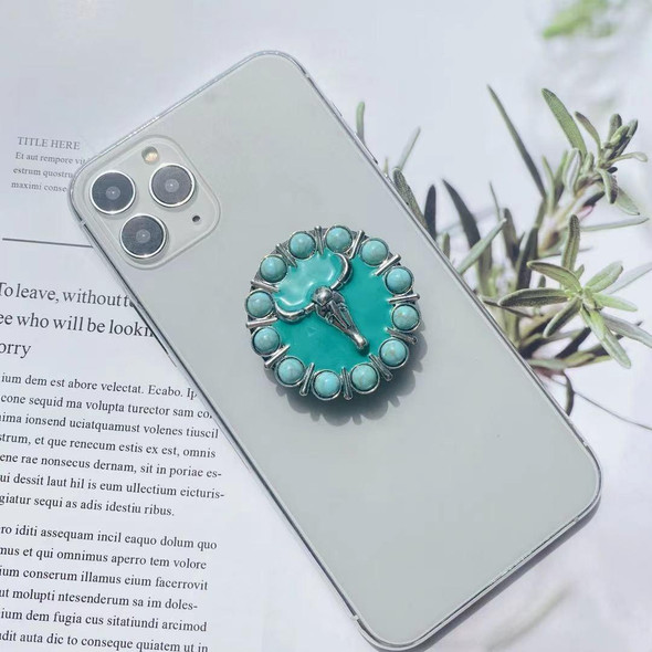 Retro Turquoise Expanding Phone Stand Grip Finger Ring Support, Style: 9