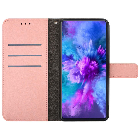 For OPPO A58 4G Rhombic Grid Texture Leatherette Phone Case(Pink)