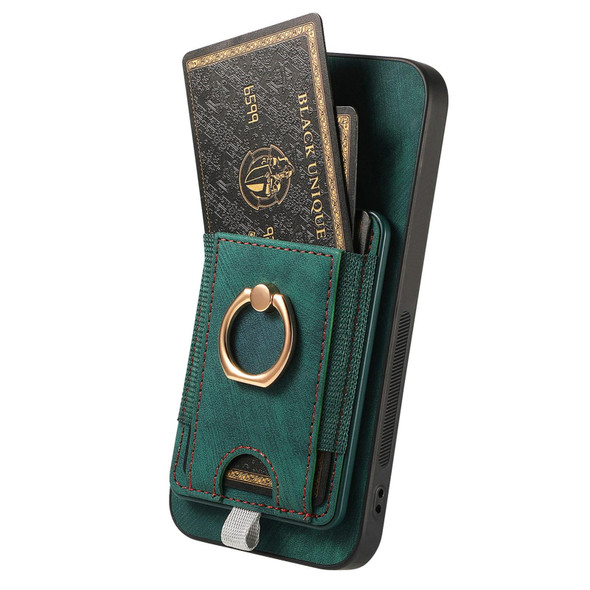 For Samsung Galaxy S21+ 5G Retro Splitable Magnetic Card Bag Leatherette Phone Case(Green)