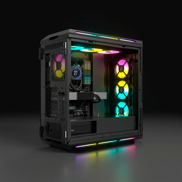 Corsair iCUE 5000T RGB Tempered Glass Black Steel ATX Mid Tower Desktop Chassis