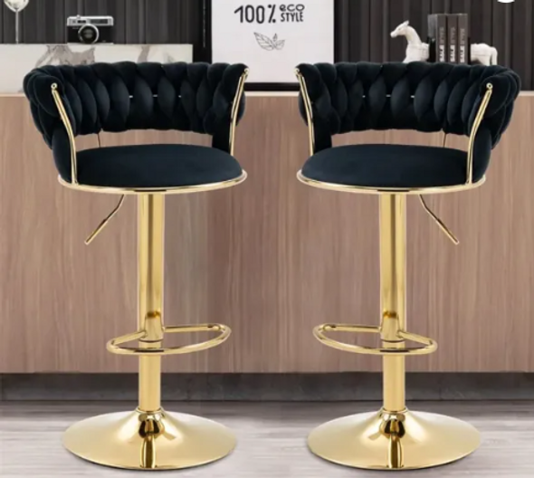 Home Vive - Cady Velvet Swivel Bar Stool - Set of 2