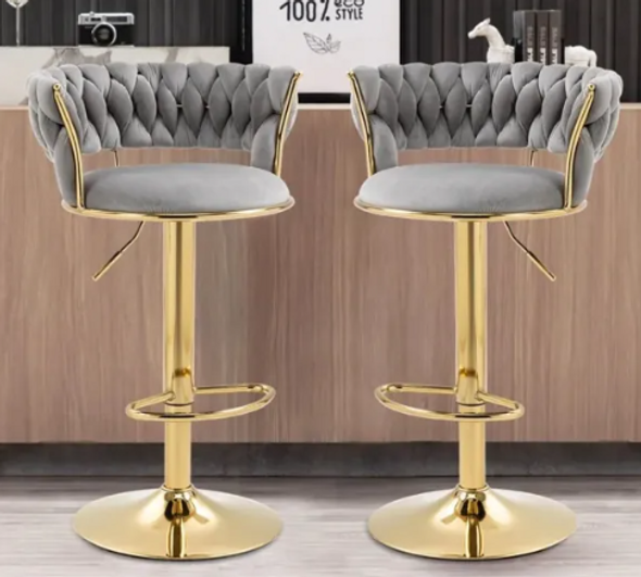 Home Vive - Cady Velvet Swivel Bar Stool - Set of 2