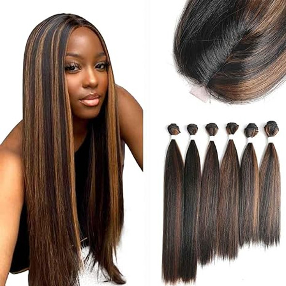 Synthetic Hair Bundles with Closure -5Piece