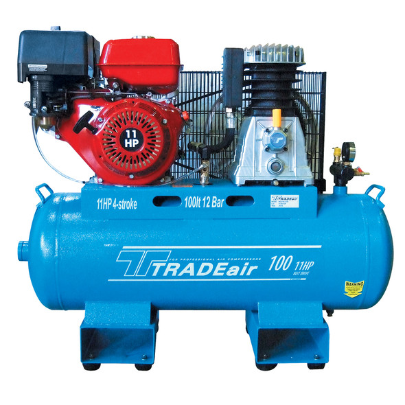 TradeAir Petrol Air Compressor - 100L 8.2KW 4 Stroke 11 HP