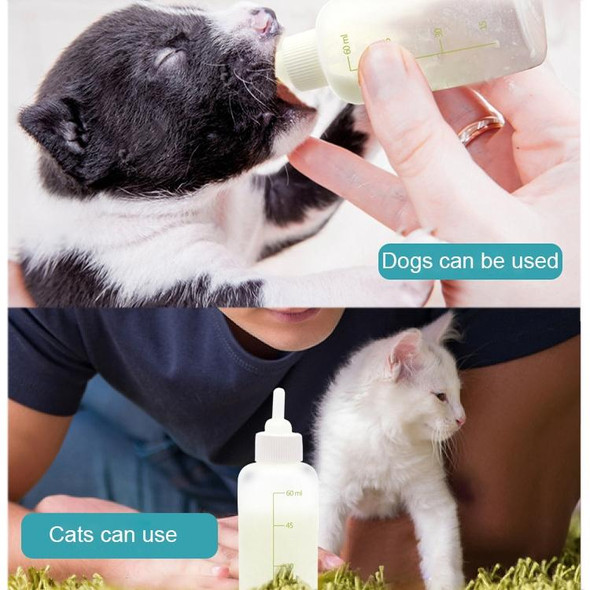 Pet Bottle Set Puppy Kitten Cat Bottle Multiple Pacifiers with Bottle Brush 60ml x 1