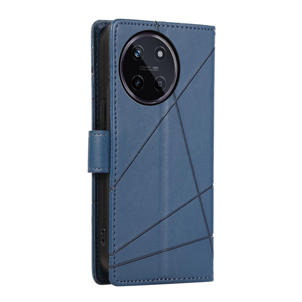For Realme 11 4G PU Genuine Leatherette Texture Embossed Line Phone Case(Blue)