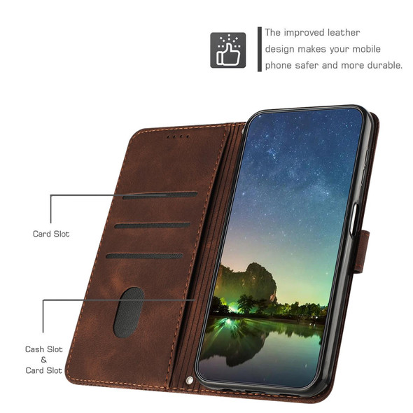 For Samsung Galaxy A15 Dream Triangle Leatherette Phone Case with Lanyard(Brown)