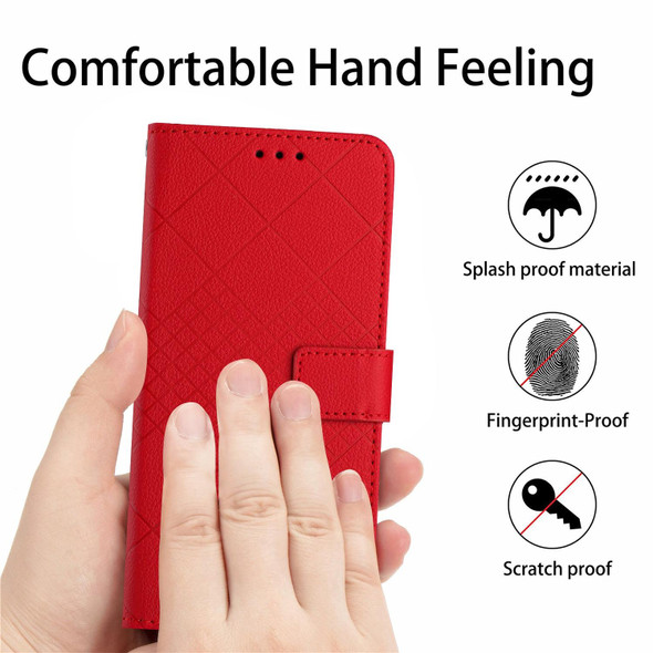 For Samsung Galaxy S20 FE 4G / 5G / 2022 Rhombic Grid Texture Leatherette Phone Case(Red)