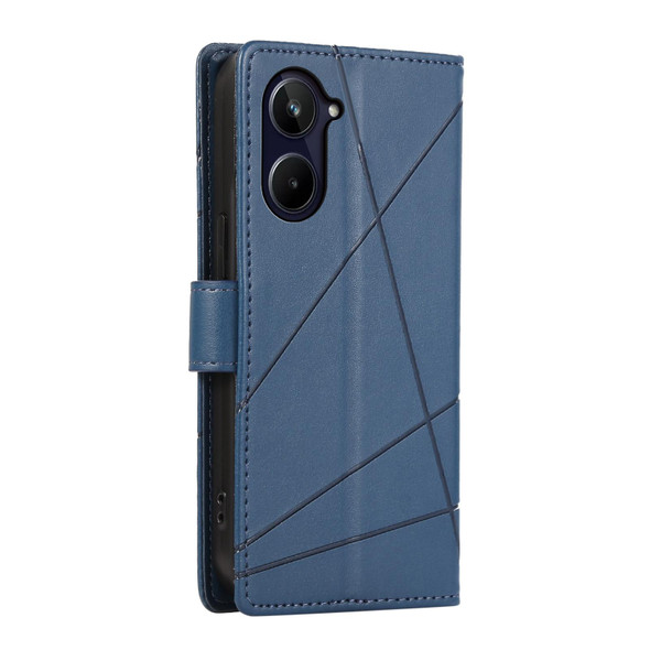 For Realme 10 Pro 5G PU Genuine Leatherette Texture Embossed Line Phone Case(Blue)