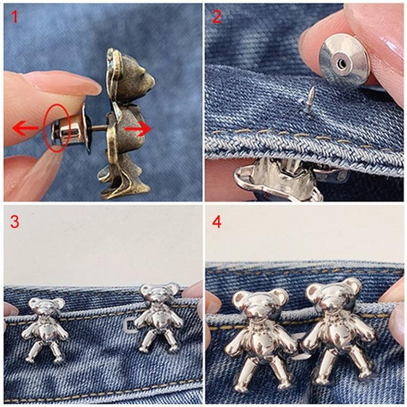 1 Pair Little Bear Clothing Waist Reduction Fixed Buckle Jeans Pants Pins(White)
