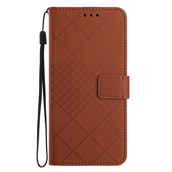 For Xiaomi 14 Rhombic Grid Texture Leather Phone Case(Brown)