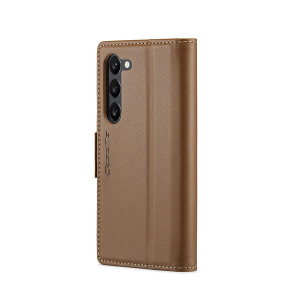 For Samsung Galaxy S24+ CaseMe 023 Butterfly Buckle Litchi Texture RFID Anti-theft Leatherette Phone Case(Brown)