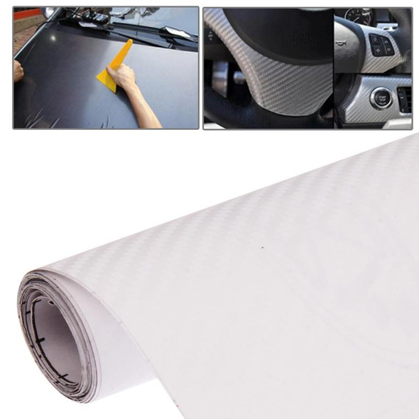 Car Decorative 3D Carbon Fiber PVC Sticker, Size: 127cm x 50cm(White)