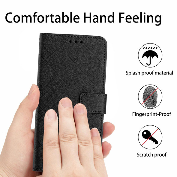 For Xiaomi 12S Ultra Rhombic Grid Texture Leather Phone Case(Black)