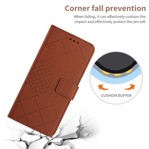 For Xiaomi Redmi 13C 4G Rhombic Grid Texture Leather Phone Case(Brown)