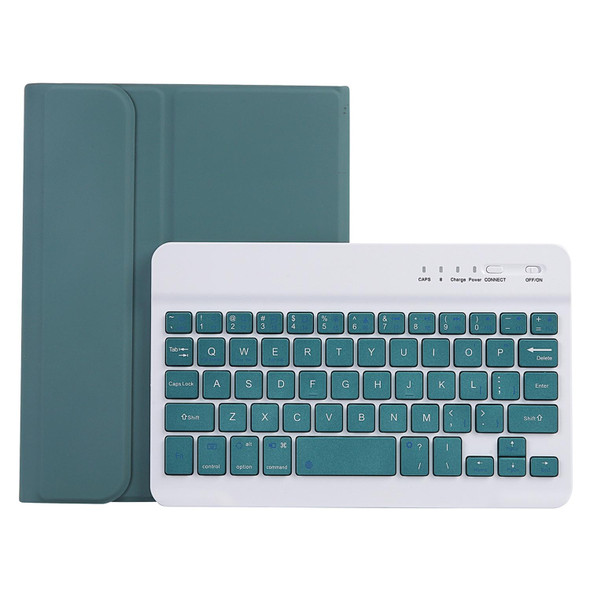 For Samsung Galaxy Tab A9 X110/X115 A221B Candy Color TPU Bluetooth Keyboard Leatherette Tablet Case with Pen Holder(Dark Green)