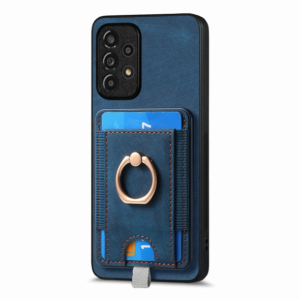 For Samsung Galaxy A04e Retro Splitable Magnetic Card Bag Leatherette Phone Case(Blue)
