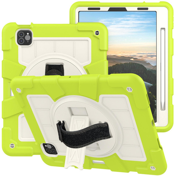 For iPad Air 2020 / 2022 10.9 Silicone Hybrid PC Shockproof Tablet Case with Shoulder Strap(Love Birds Green)